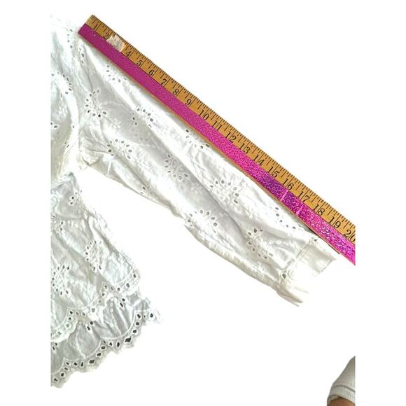 Adrianna Papell White Eyelet Button-Up Blouse Women’s XL - Picture 6 of 9